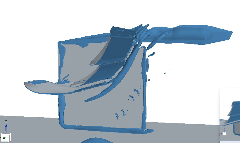 Rear top notch testing. Here we can see successful separation of the main wake coming from the main element, forcing the main wing tip vortices into smaller, lower energy wing tip vortices for less drag.